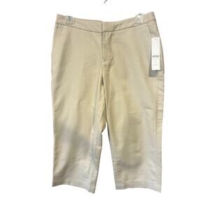 Coldwater Creek natural fit double cloth cropped khaki pants women P8 petite NEW